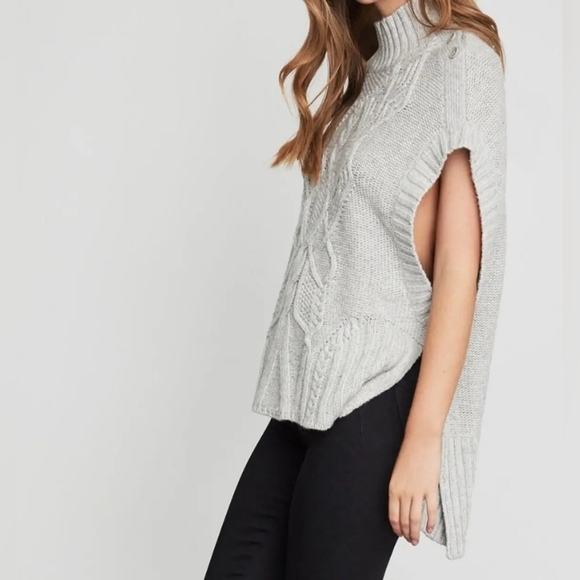 BCBG MAXAZRIA Cable Knit Turtleneck Grey Sweater Tunic Size XS/S - Picture 12 of 13
